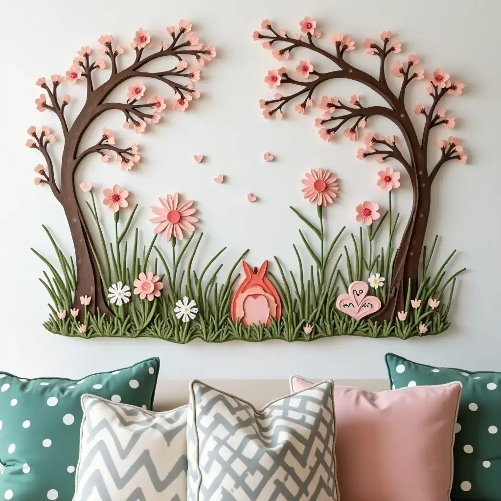 a photo of a magical fairy garden wall art for girls