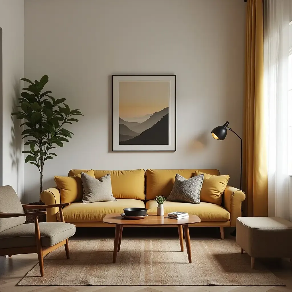 a photo of a small living room featuring a vintage decor style