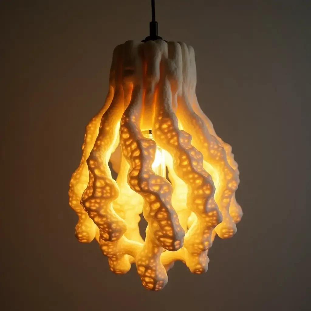 a photo of a unique light fixture made from natural materials