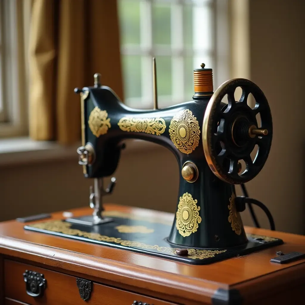 a photo of a vintage sewing machine as a decorative piece