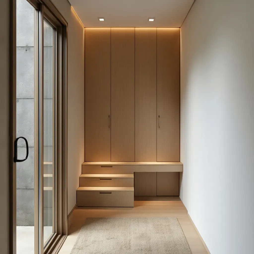 a photo of a corridor with an innovative under-stair storage solution