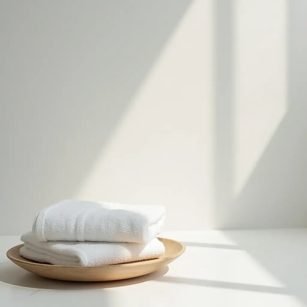 a photo of towels in a bright and airy bathroom space