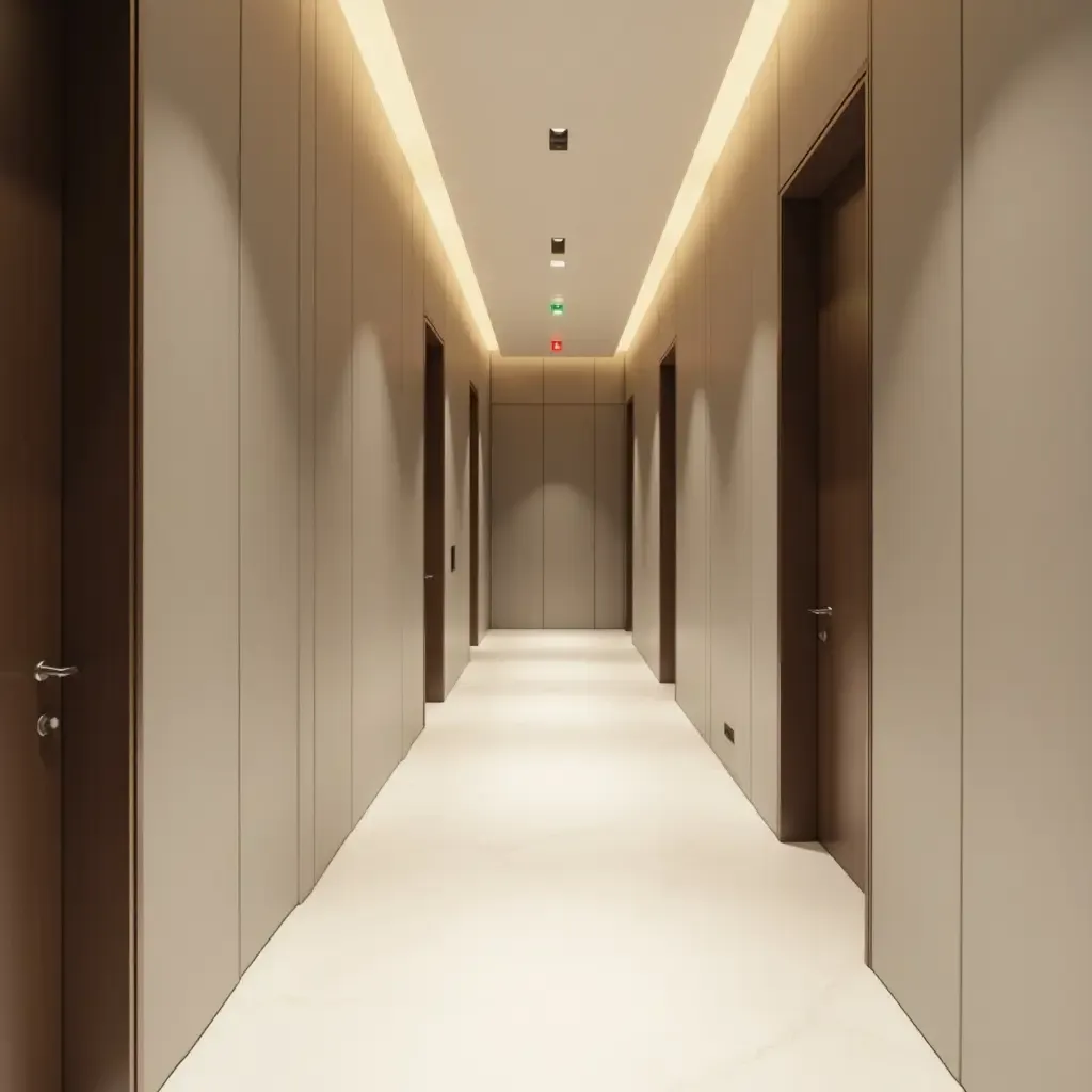 a photo of a chic corridor with a minimalist design approach