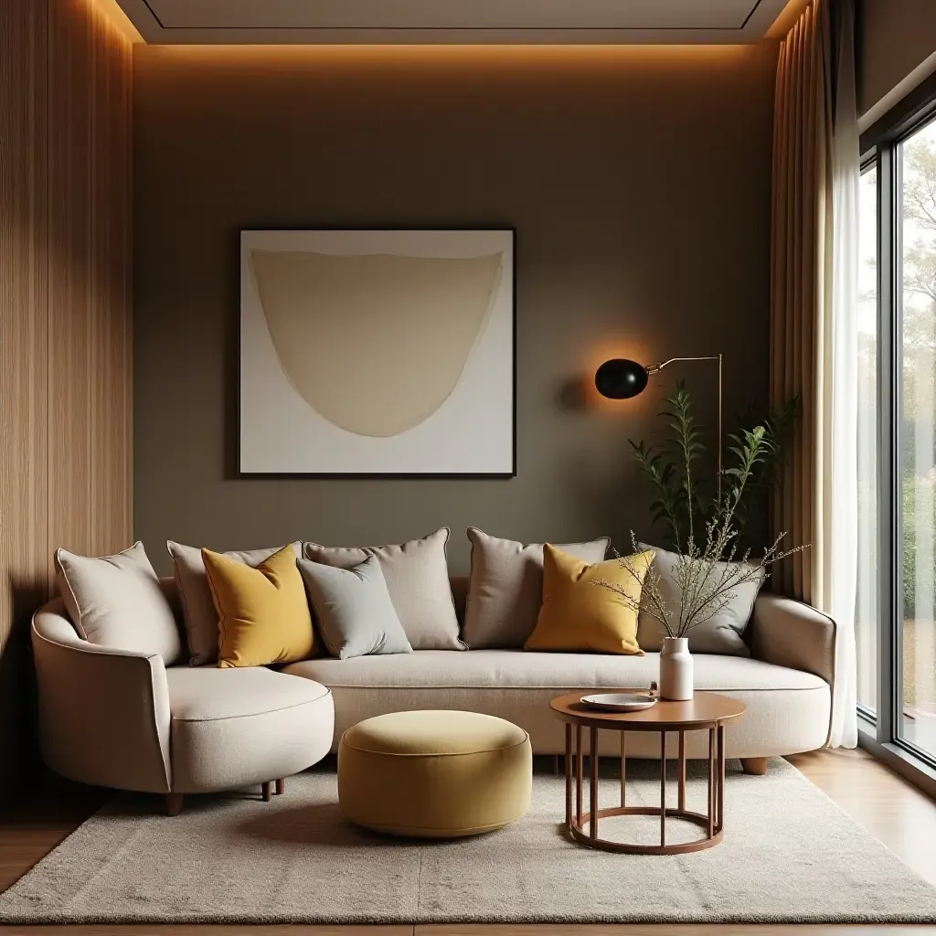 a photo of a stylish room with a mix of textures and warm colors