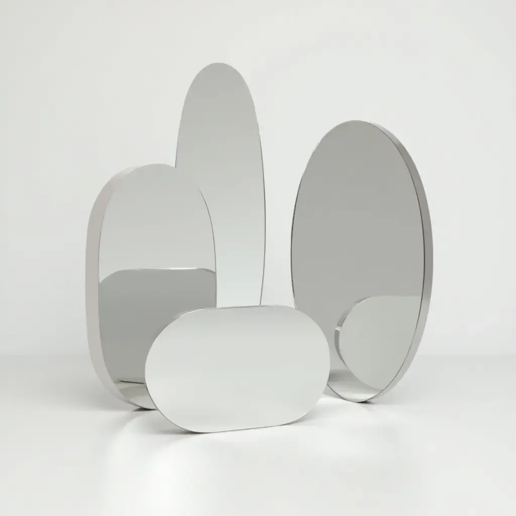 a photo of a series of mirrors in different shapes and sizes