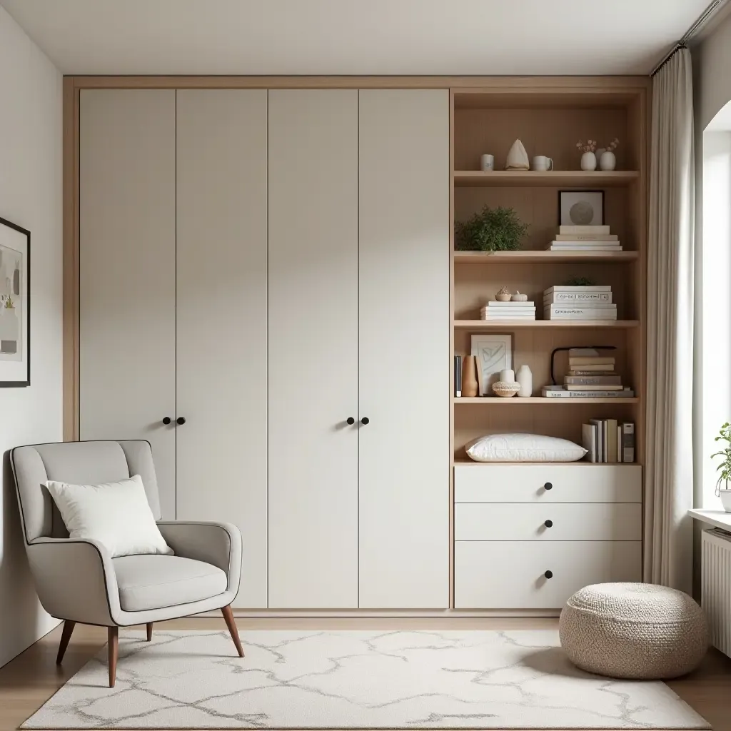 a photo of a nursery featuring a stylish storage wall unit