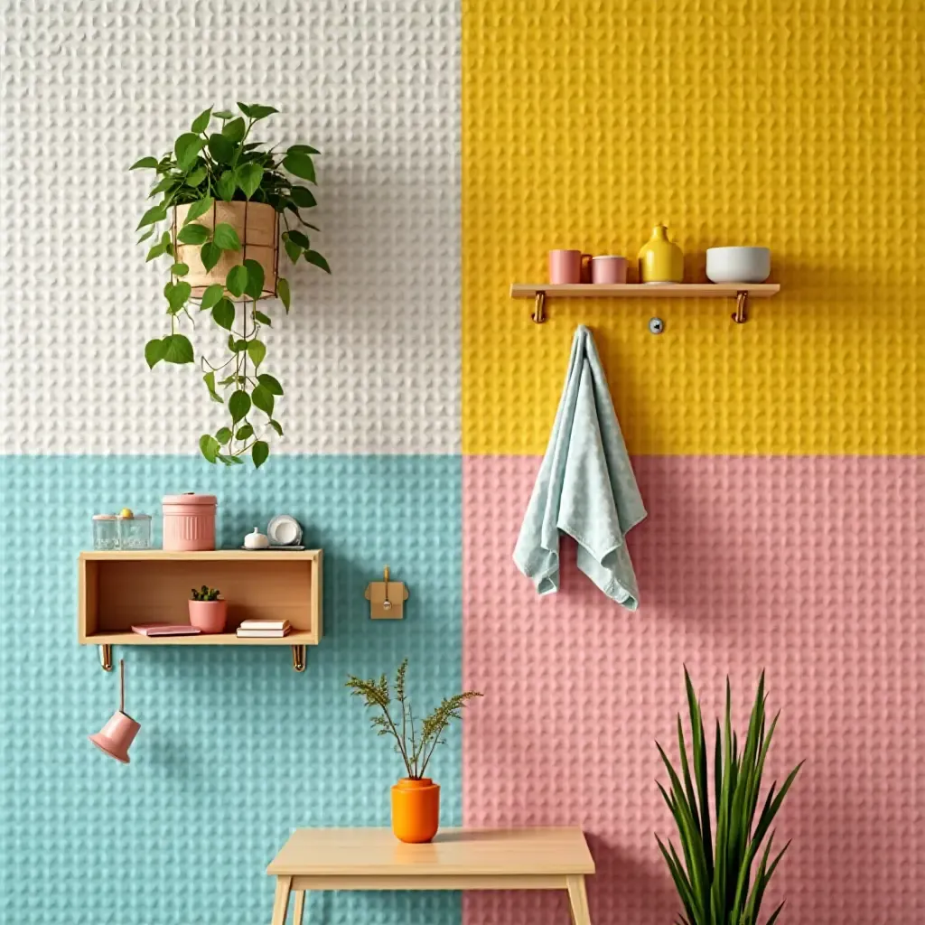 a photo of a vibrant pegboard wall for accessories and small items