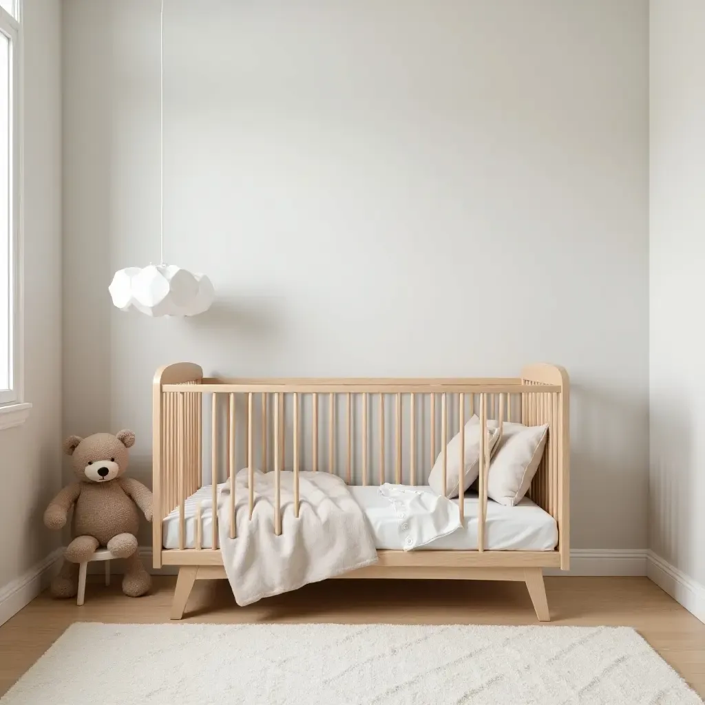 a photo of a nursery with a multifunctional crib with storage