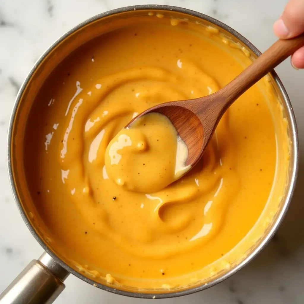 a photo of soy sauce mixed into a creamy pasta sauce