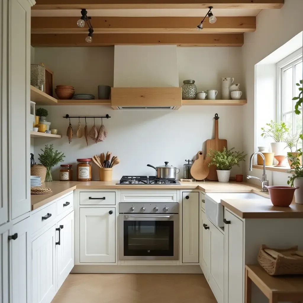 a photo of a charming kitchen with a homemade jam station