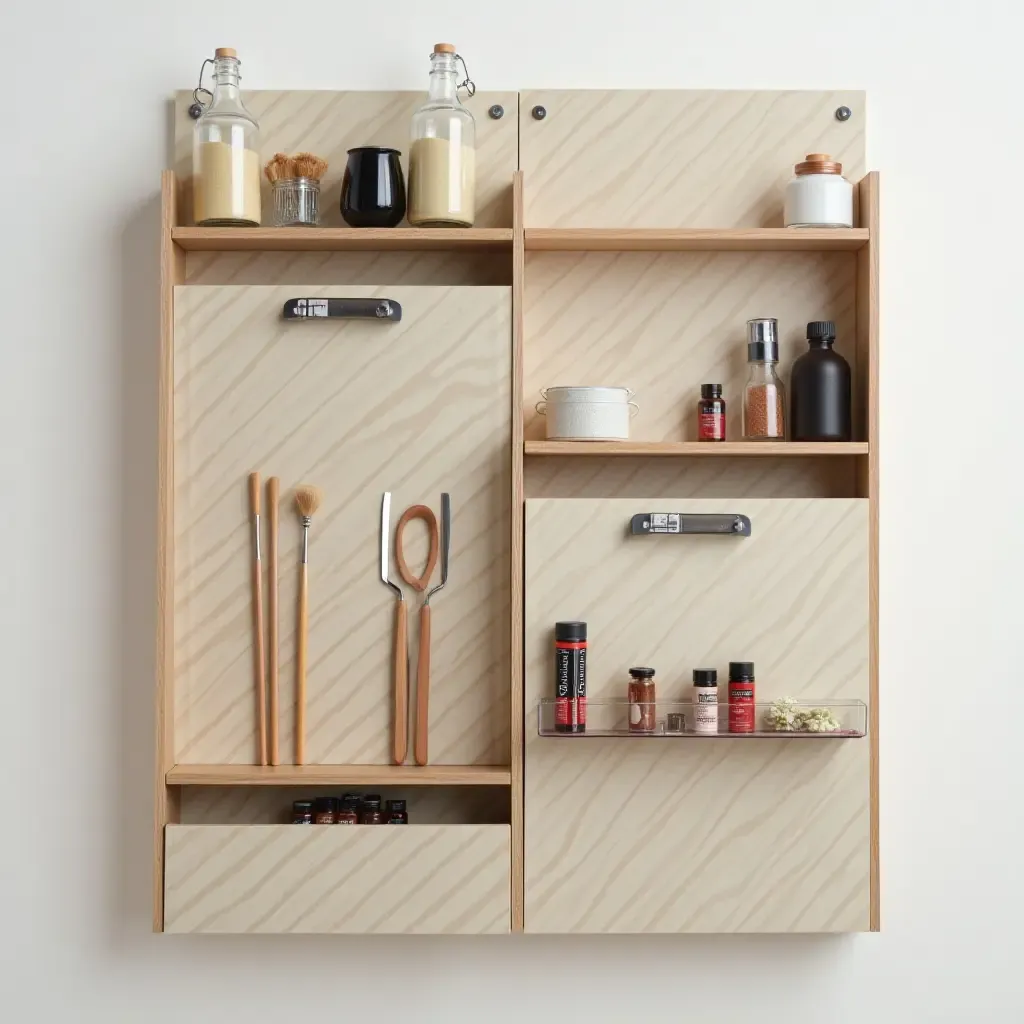 a photo of a creative wall-mounted storage for art supplies