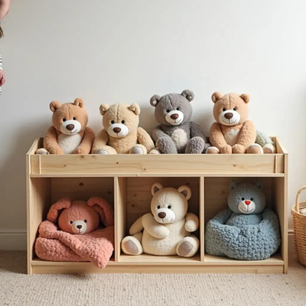 a photo of a fun and functional toy storage solution in a room