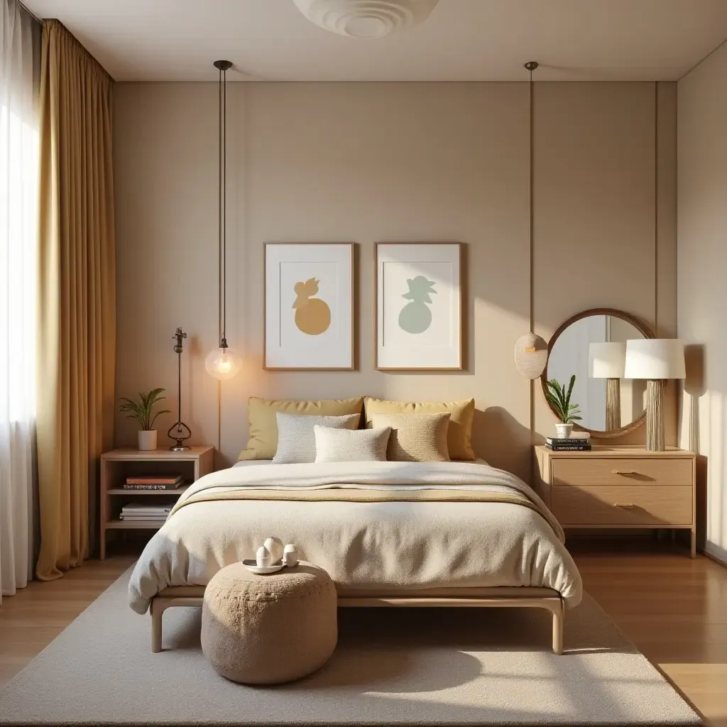 a photo of a shared bedroom with a harmonious color palette and personalized decor