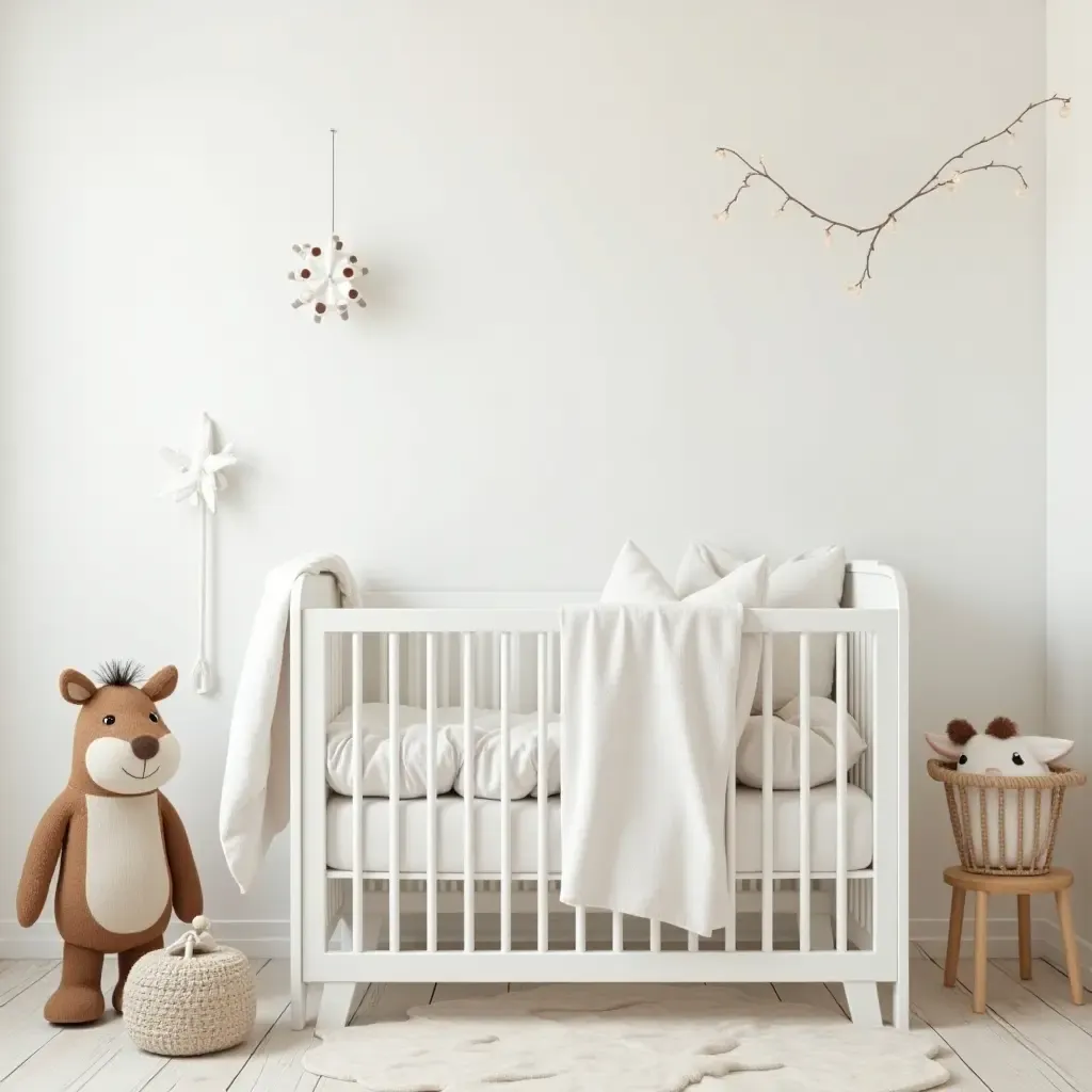 a photo of a nursery featuring a cute animal theme with farmhouse accents