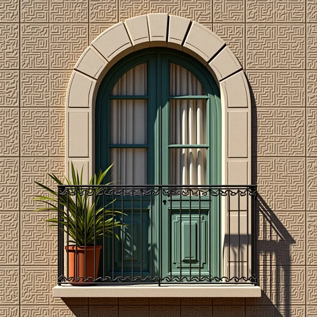 a photo of a balcony wall with handmade ceramic tiles