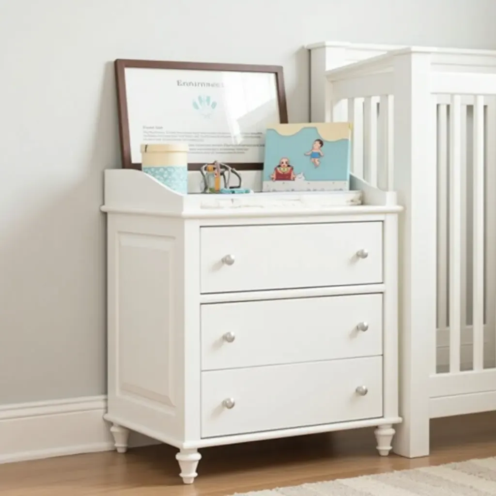 a photo of a nursery featuring a creative diaper storage solution