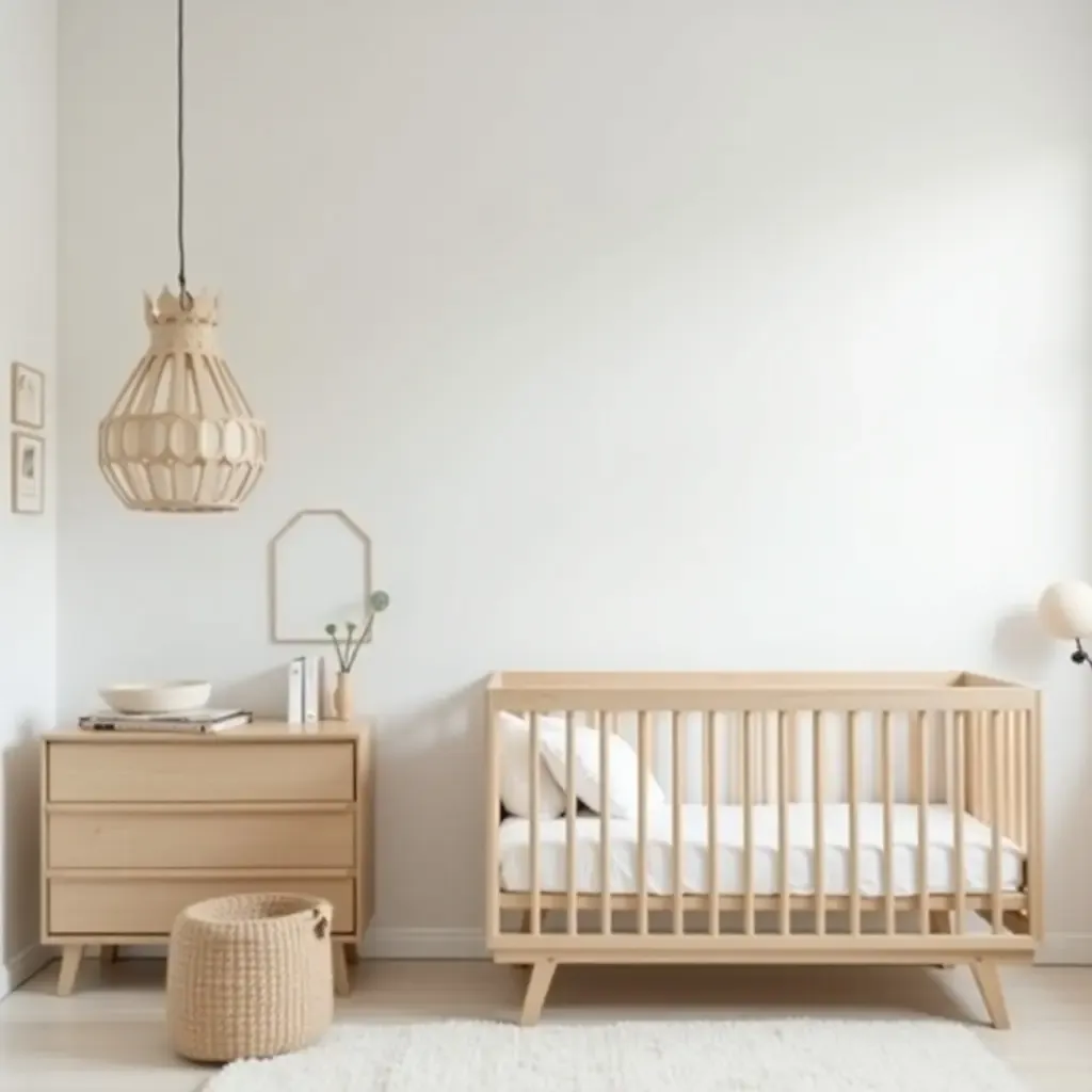 a photo of a minimalist nursery with a focus on functionality and simplicity