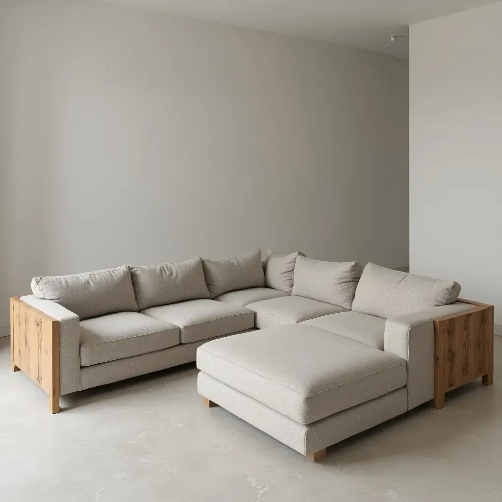 a photo of a modern sectional sofa with built-in storage