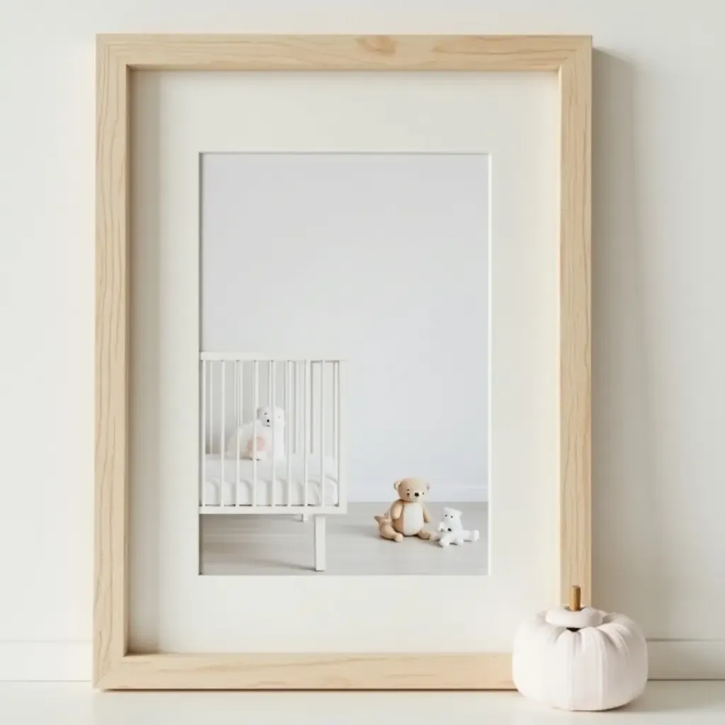 a photo of a wooden frame displaying nursery photos