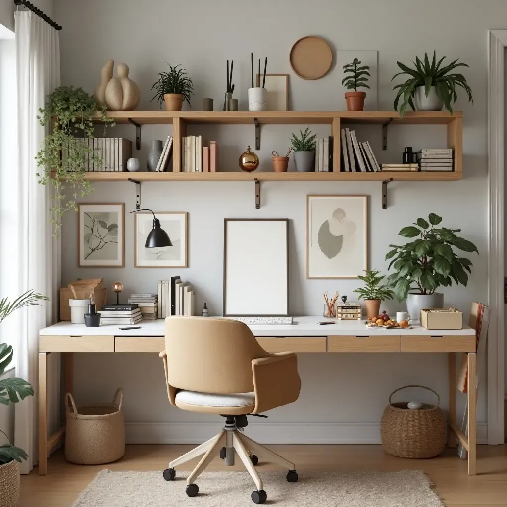 a photo of a creative studio with open shelving for art supplies and inspiration