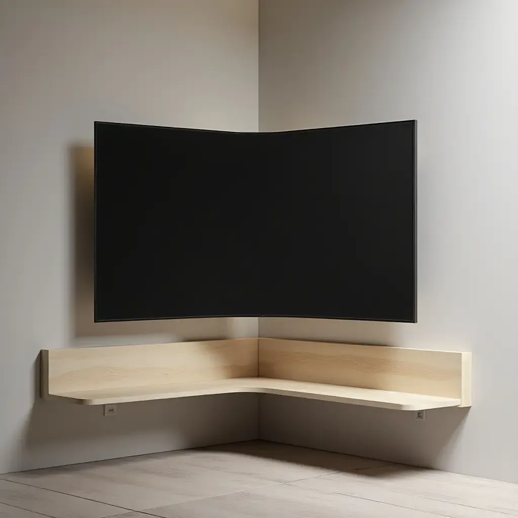 a photo of a corner TV with a modern minimalist design