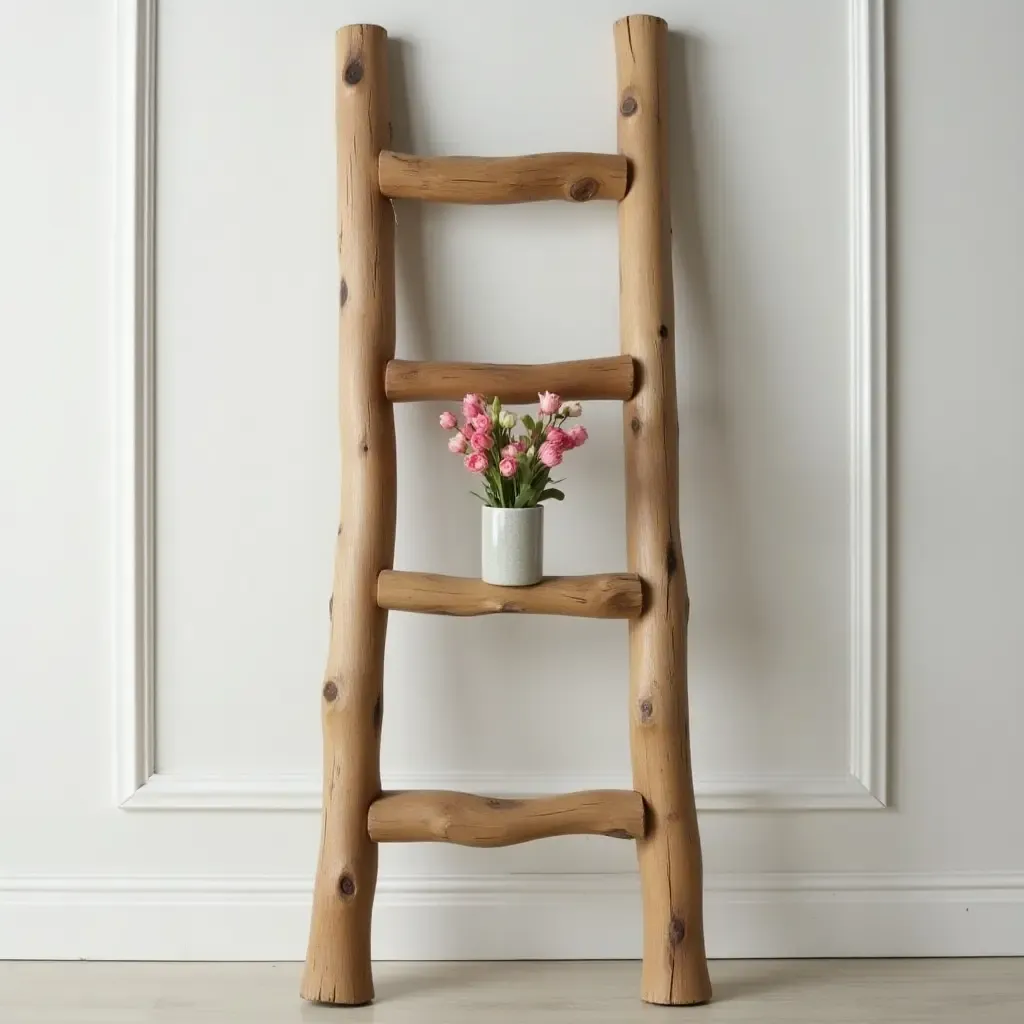 a photo of a wooden ladder used as a decorative element