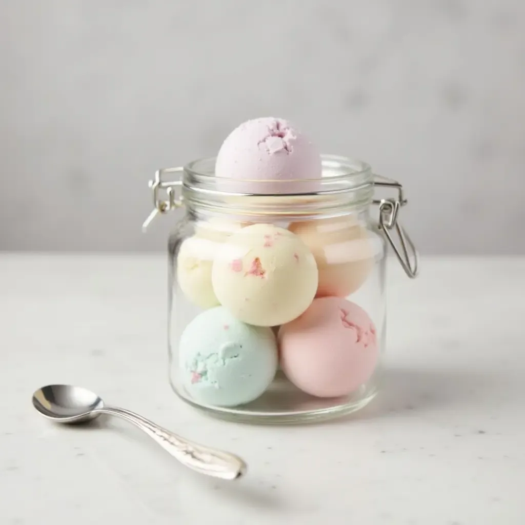 a photo of a DIY bath bomb display in a glass jar