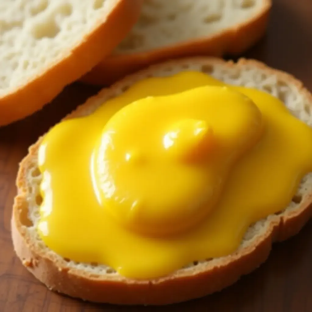 a photo of saffron butter melting over warm, crusty artisan bread.