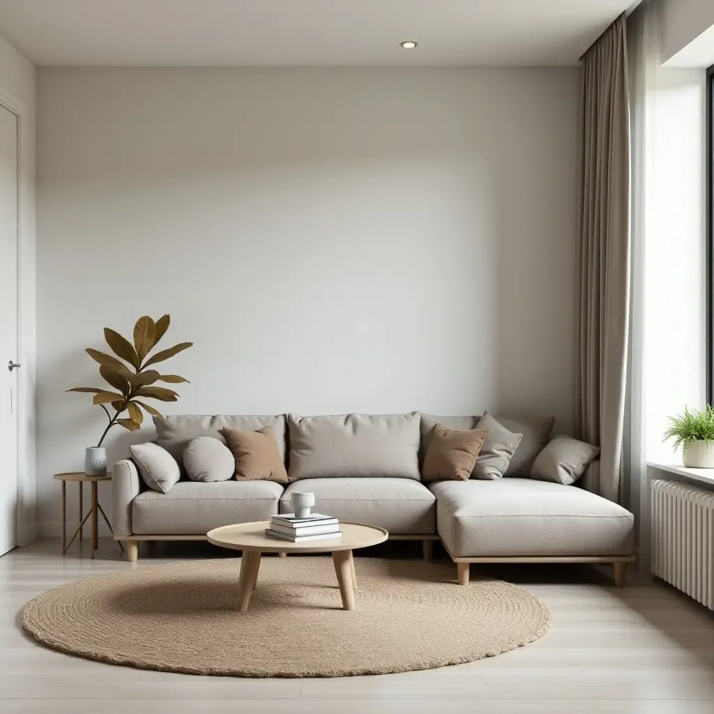 a photo of a small living room with a minimalist design