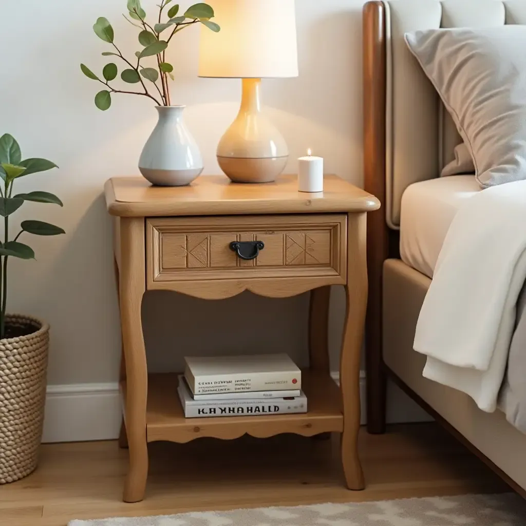 a photo of a whimsical nightstand with hidden storage