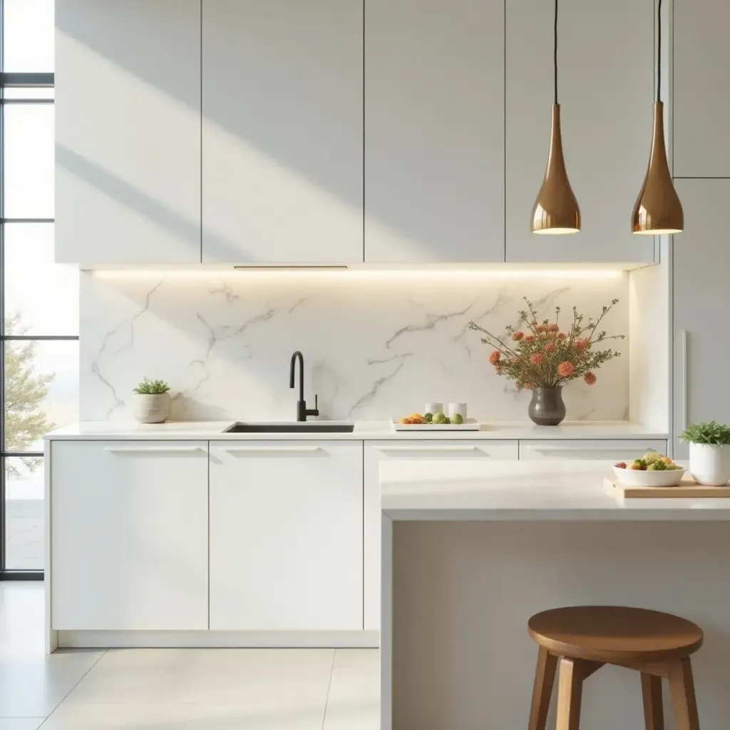 a photo of a fresh kitchen with a focus on simplicity and elegance