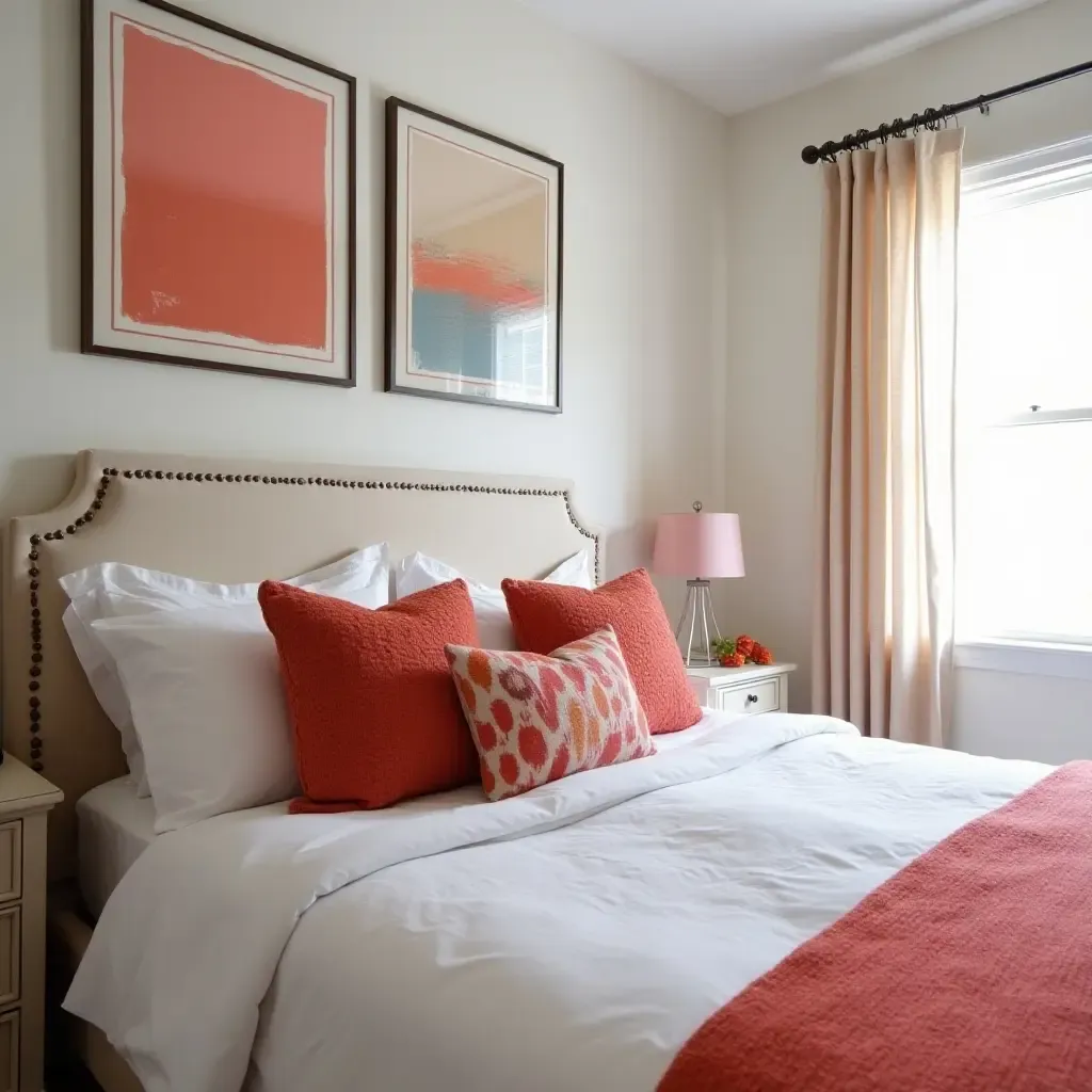 a photo of a teen room with throw pillows adding a pop of color