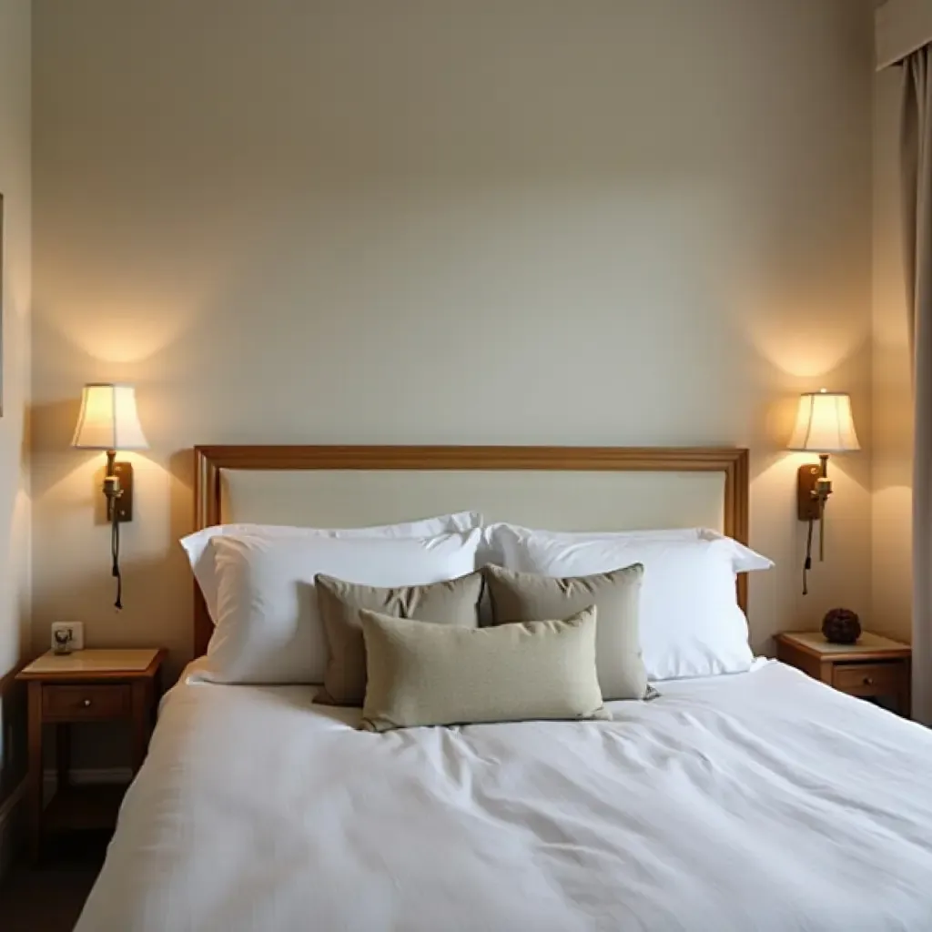 a photo of elegant wall sconces flanking a bed