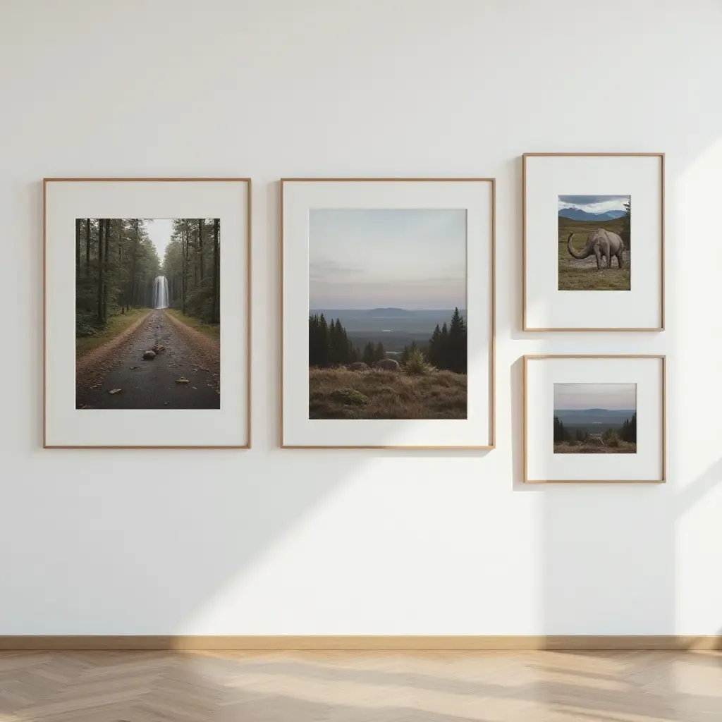 a photo of a gallery wall featuring local landscape photography