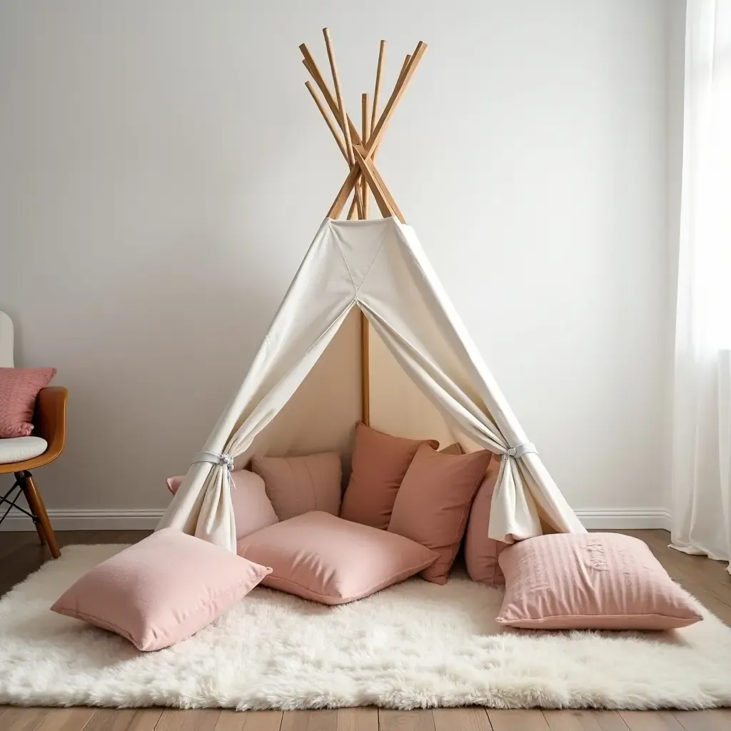 a photo of throw pillows in a tent setup for imaginative play