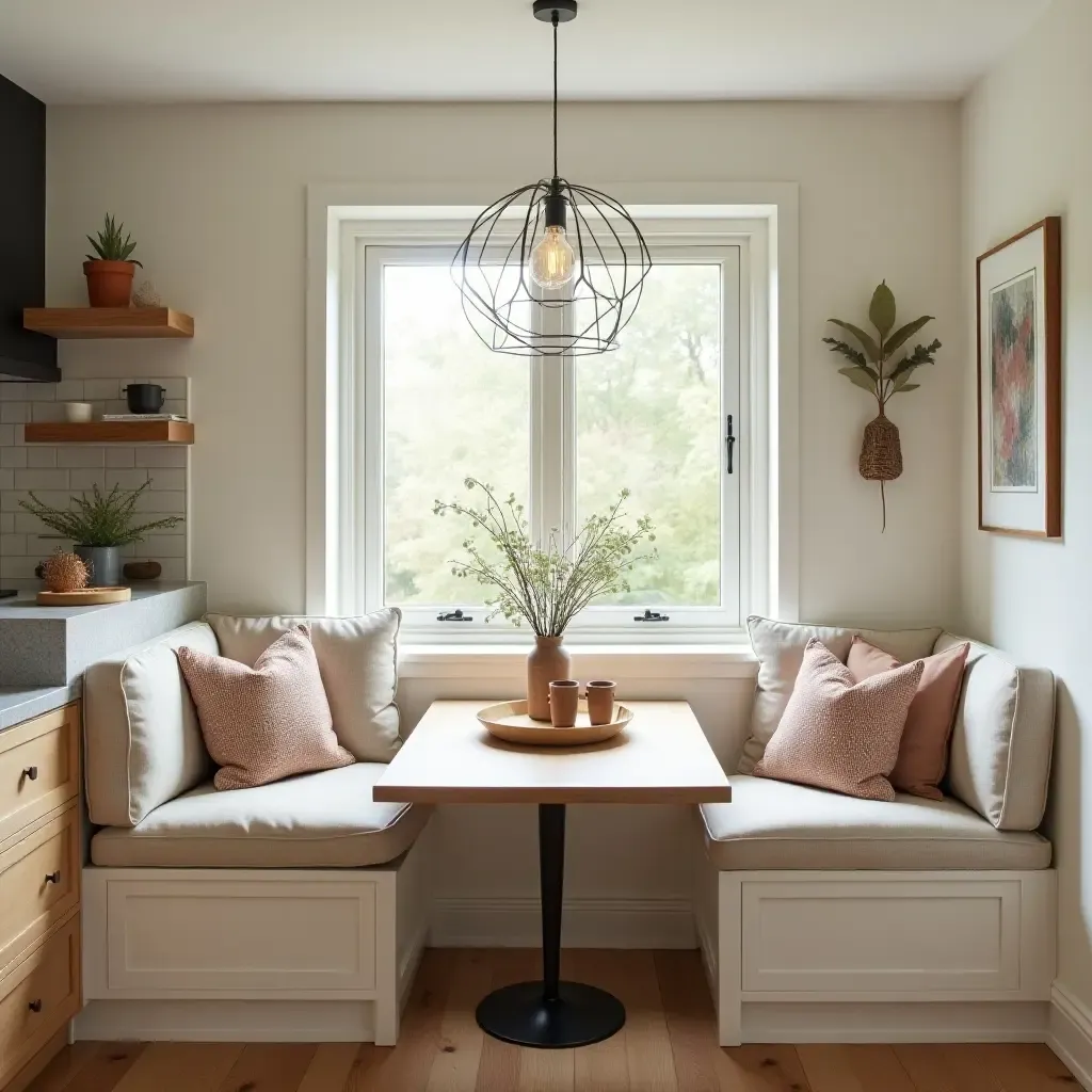 a photo of a cozy kitchen nook with inviting decor and natural light