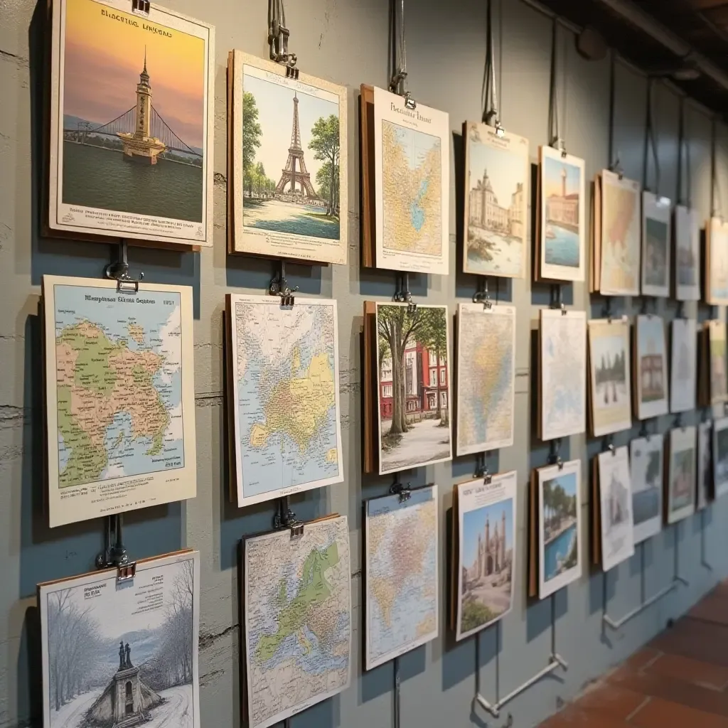 a photo of a wall of postcards from famous literary locations