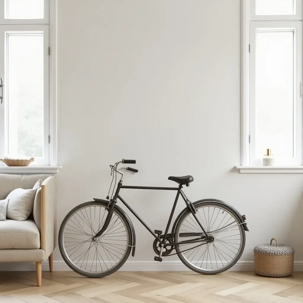 a photo of a vintage bicycle decor in a nursery corner