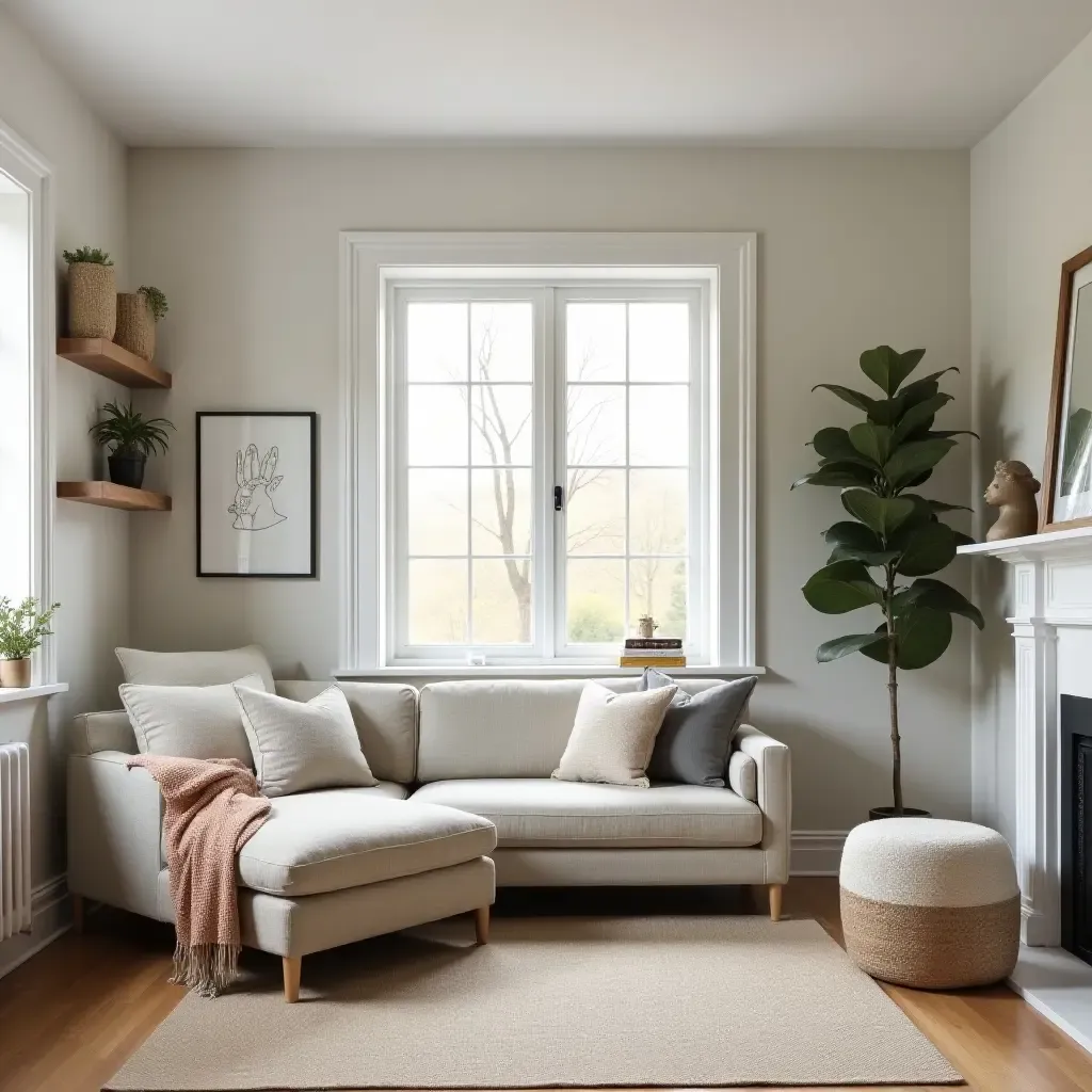 a photo of a cozy reading nook in a farmhouse-style living room