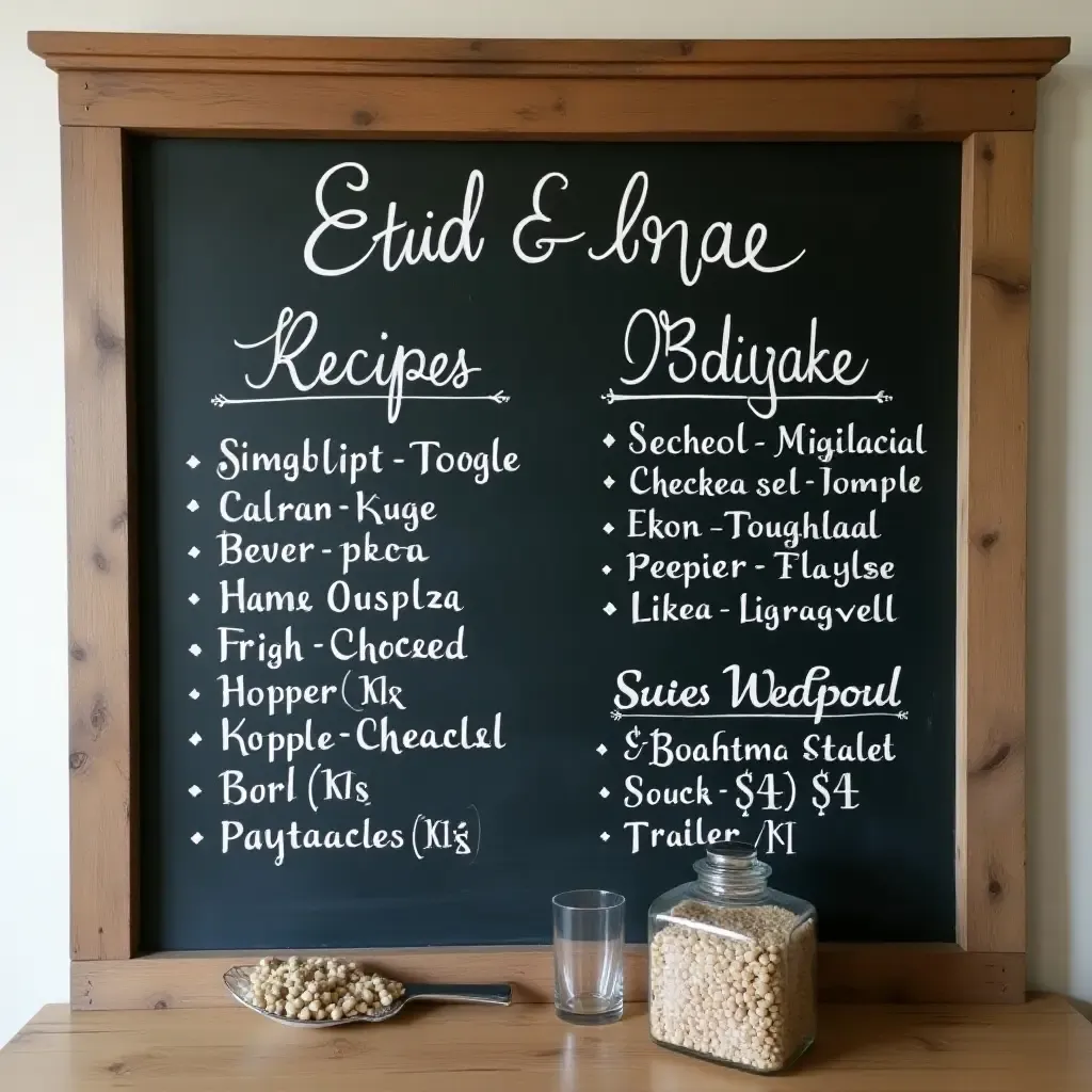 a photo of a farmhouse-style chalkboard with handwritten recipes