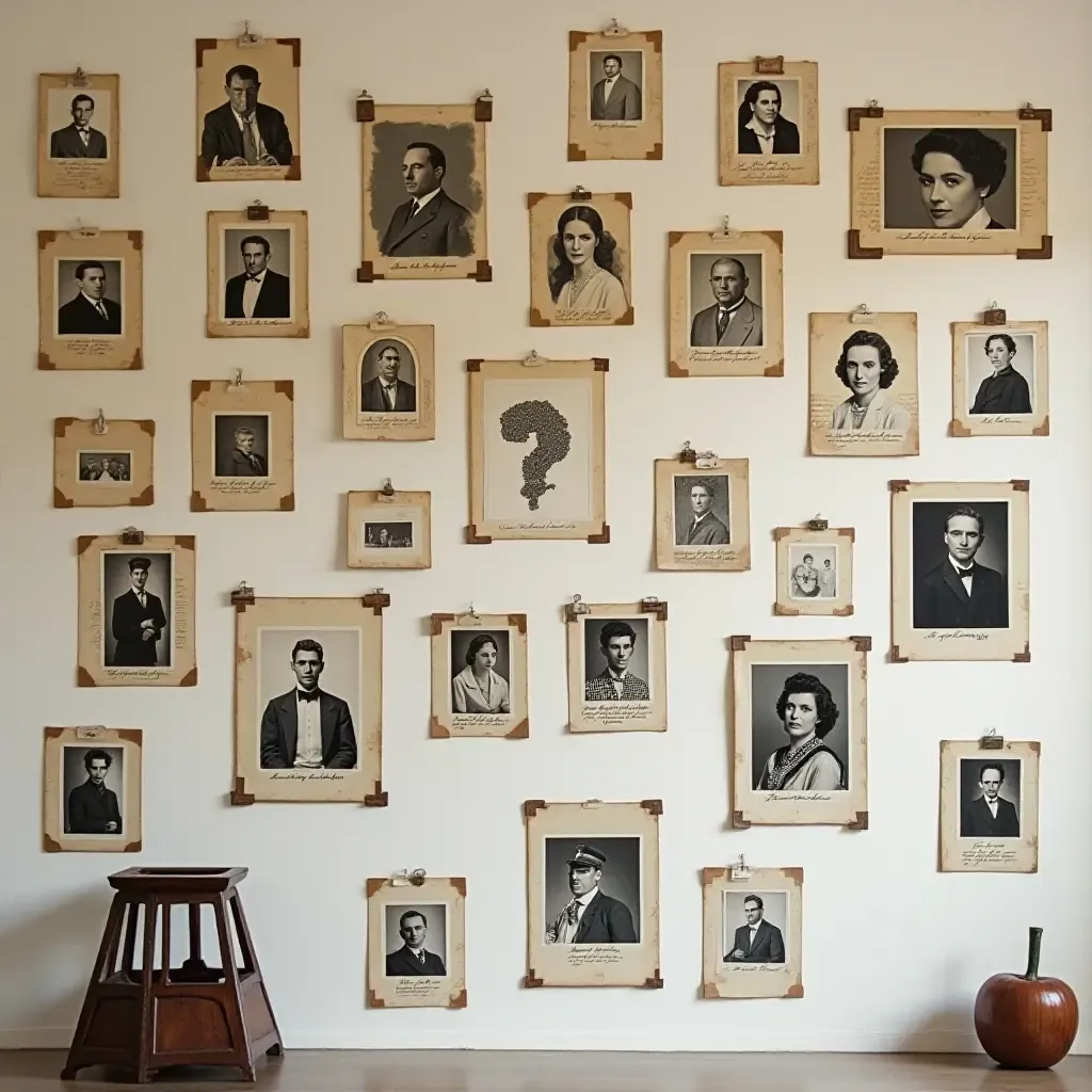 a photo of a vintage-inspired wall collage with postcards