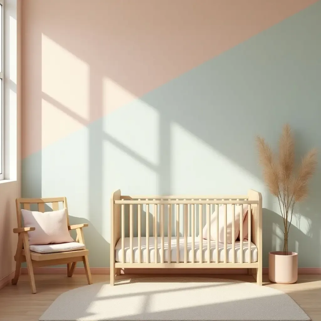 a photo of a nostalgic nursery with pastel colors