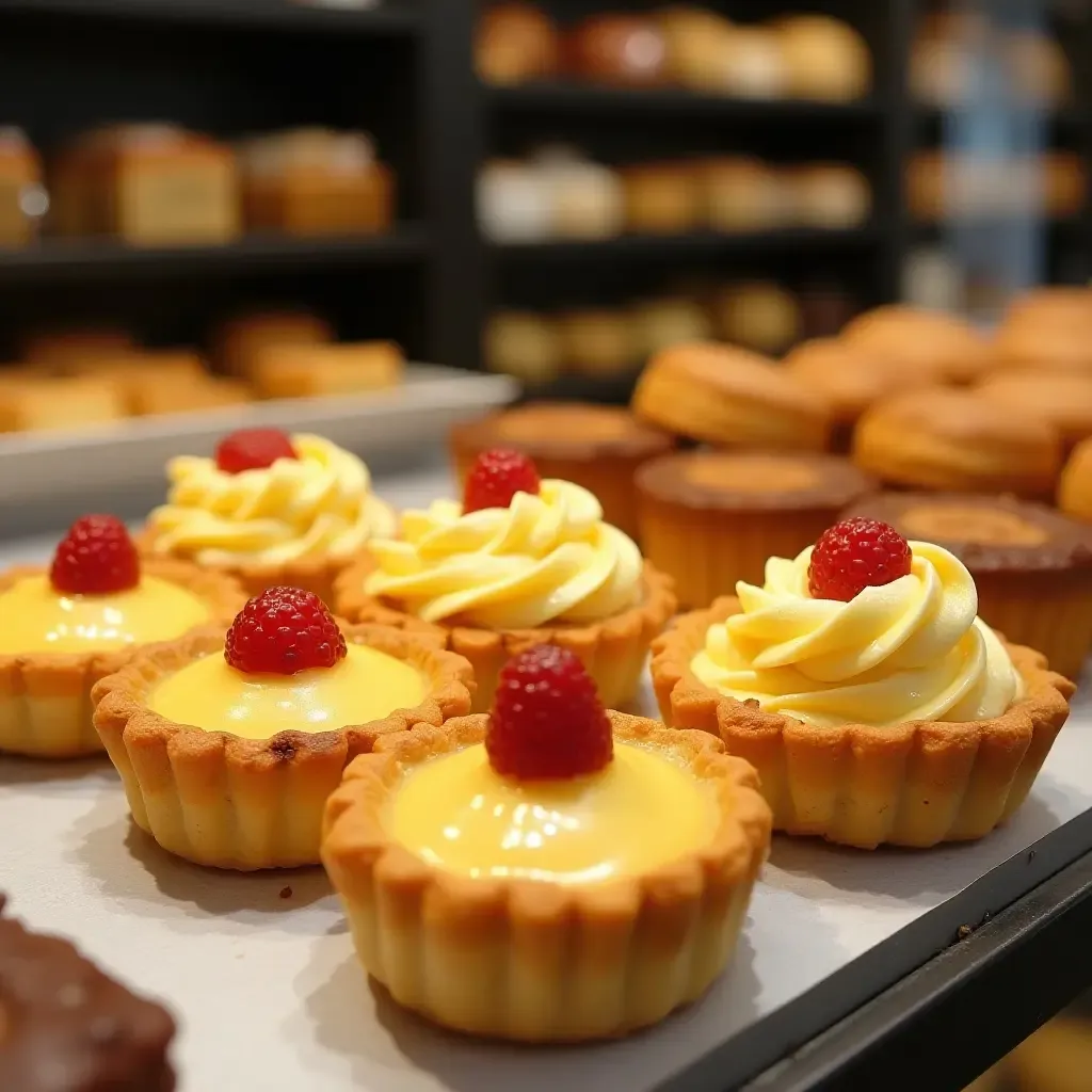 a photo of a Portuguese bakery display showcasing unique sweets beyond custard tarts.