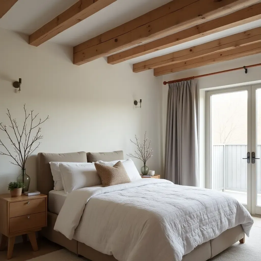 a photo of a wooden ceiling beam adding warmth to a teen&#x27;s bedroom