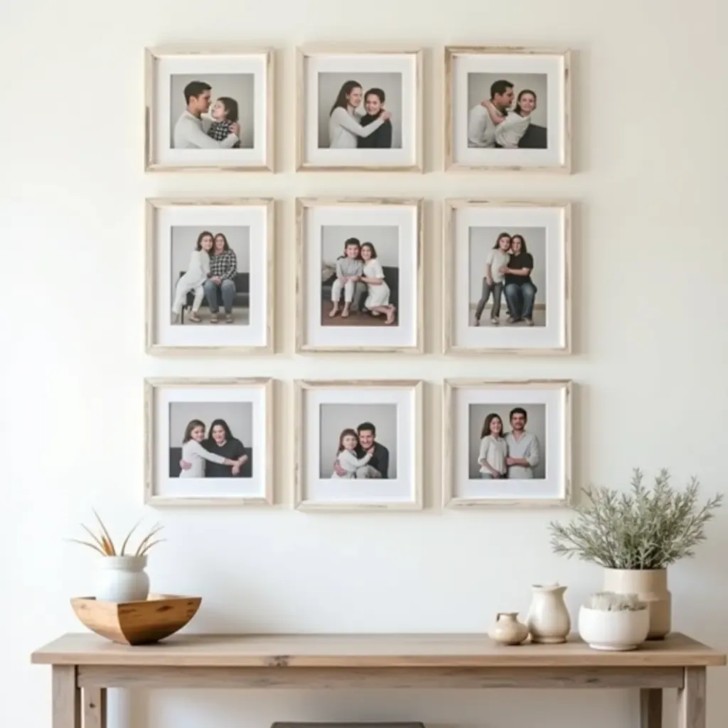 a photo of a farmhouse-style gallery wall with family photos