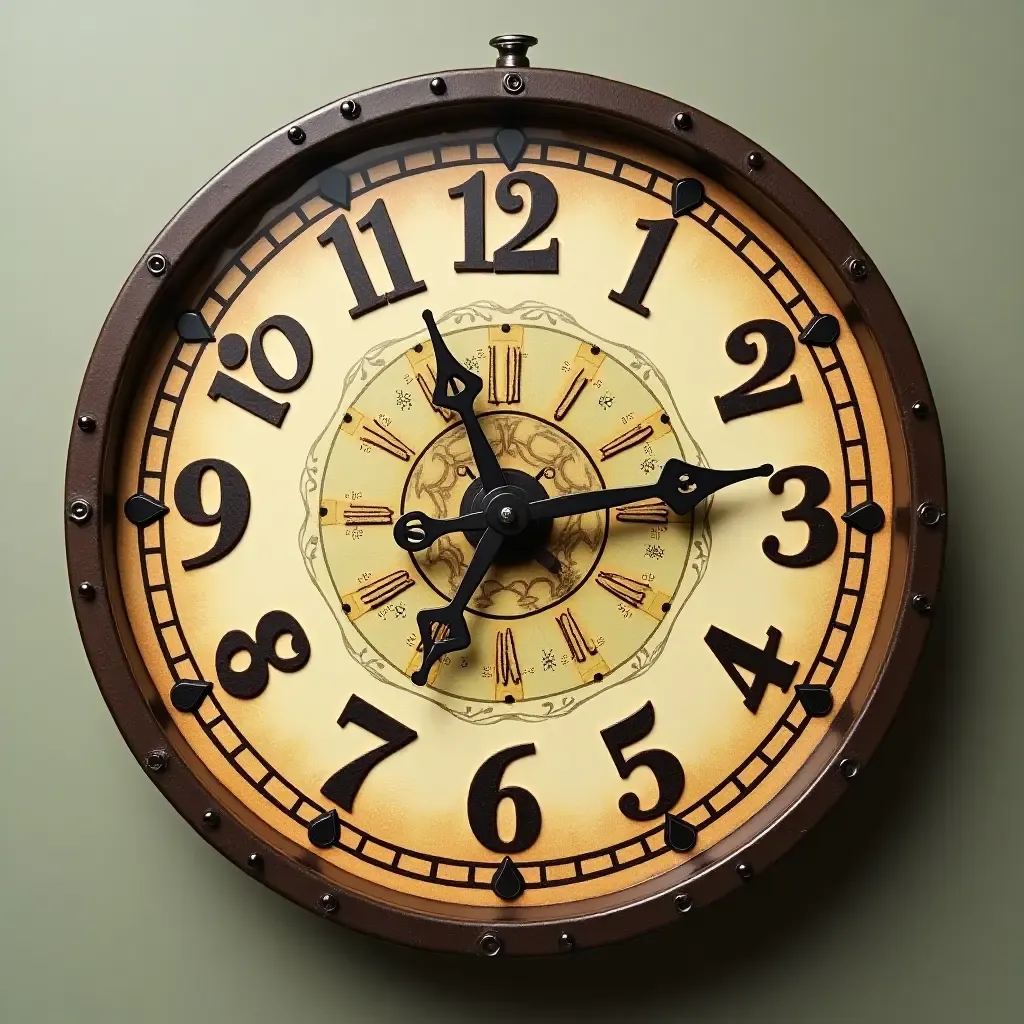 a photo of a vintage-style clock with whimsical designs