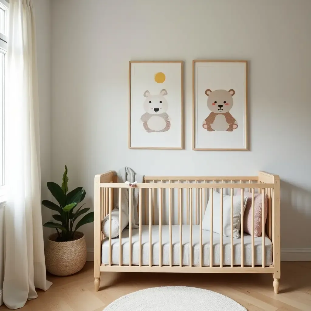 a photo of a nursery with a reading nook adorned with cheerful prints