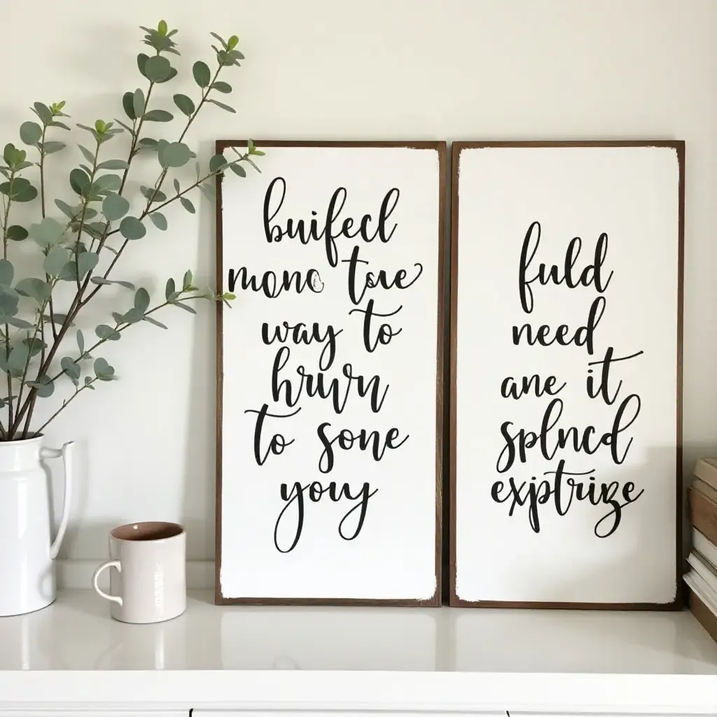 a photo of DIY painted wooden signs with inspirational quotes