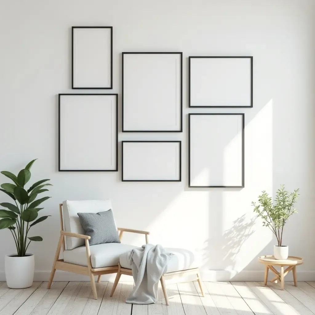 a photo of a chic gallery wall with black frames