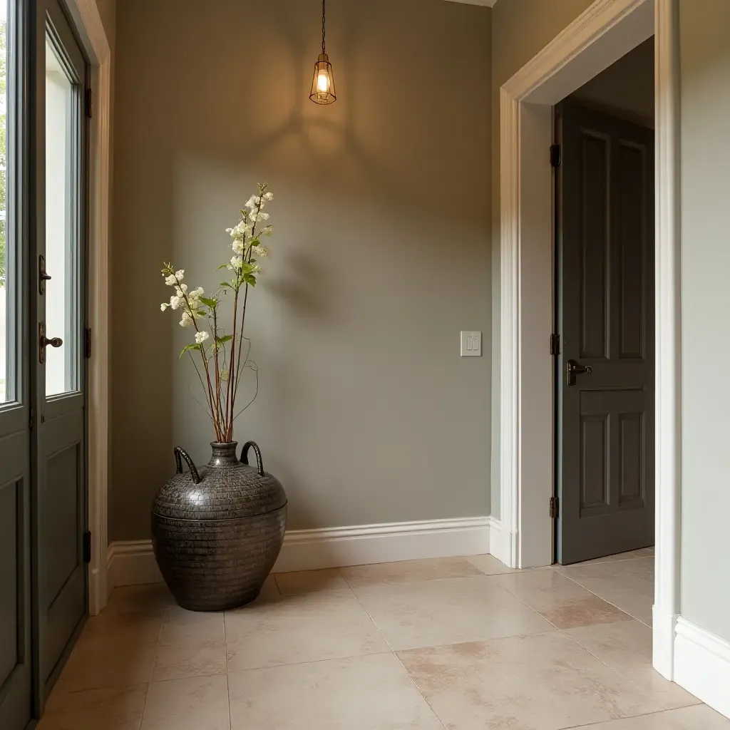 a photo of a vintage umbrella stand by the corridor entrance